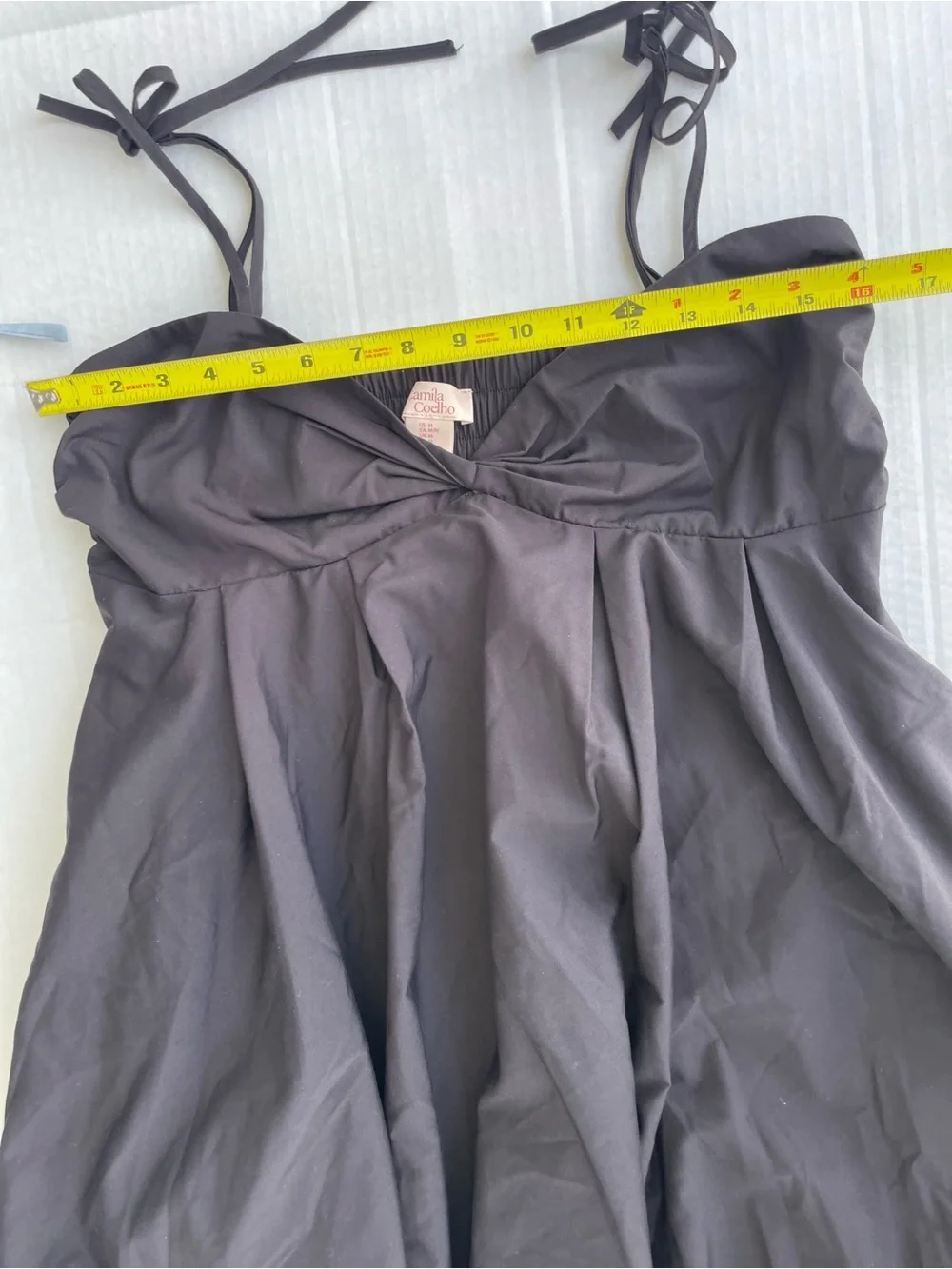 Camila Coelho Black Mini Dress with Front Knot & Tie Straps